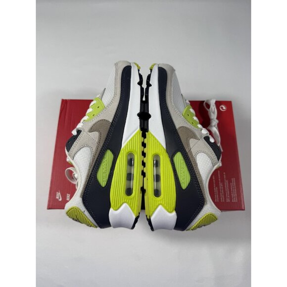 New Nike Air Max 90 Shoes Mens Size 7 White Khaki Cyber Volt Sneakers DM0029-107 - Picture 6 of 11